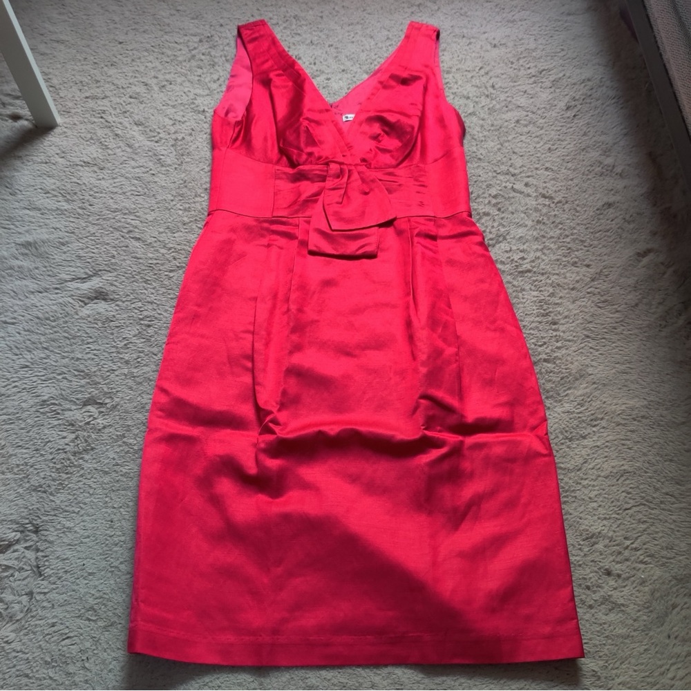 Nanette Lepore Hot Pink Stella Shift Sheath Dress Knee Length Fuschia Bow Satin